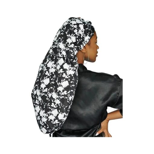 Shower Cap for Braids, Dreadlocks, Sew ins or any long hair style ( Black and White )