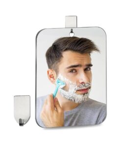 Shower Mirror Fogless for Shaving, Medium 8 in x 6 in Mirror for Wall Hanging, Frameless Portable Travel Camping Mirrors Shatterproof Handheld Locker Shave Mirror Makeup Plastic Anti Fog Free Bathroom