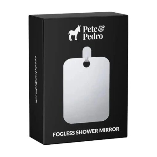 Pete & Pedro FOGLESS Shower Mirror - Shave & Manscape While Showering, Anti-Fog Mirror | Removeable Adhesive Hook Stays On Wall | Shaving & Shower Accessory Tools | As Seen on Shark Tank