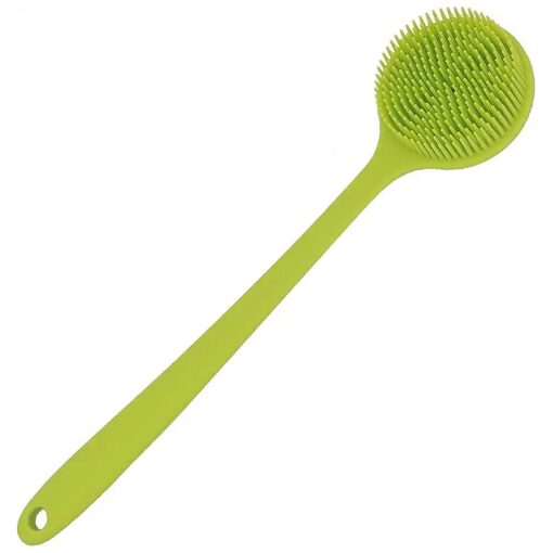 Silicone Back Scrubber Soft Bath Body Brush for Shower with Long Handle ( Green )