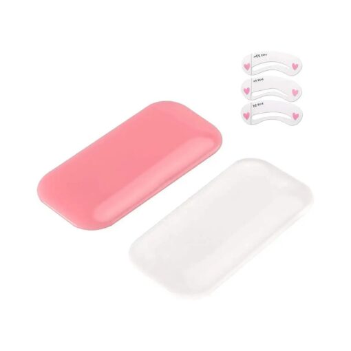 Coobbar 2pcs Reuseable Rectangle/Round Individual Eye Lashes Pads Eyelash Holder Pallet Eyelash Extension False Eyelash Holder ( Clear and Pink )