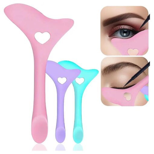 Eyeliner Stencils, Winged Eyeliner Tool, Mascara Shield, Multifunctional Silicone Eyeshadow Applicators, Perfect for Beginners in Makeup ( Pink )