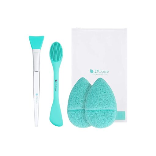 DUcare Silicone Face Mask Brush Double-Ended Facial Cleansing Sponges 4 PCS Soft Facial Cleansing Brush Mud, Clay DIY