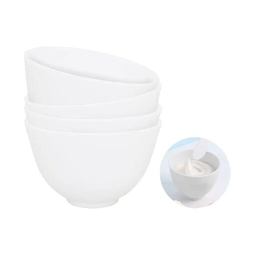 White Diy Face Mask Mixing Bowl, Microwavable Silicone Facial Mud Bowl Cosmetic Beauty Tool for Home Salon ( 4Pcs )