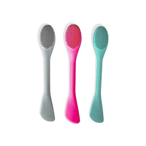 3pc Dual End Exfoliating Silicone Face Scrubber, Mask Applicator, Lip Scrub Exfoliator Brush, Easy to Clean Men & Women Face Cleansing Tool