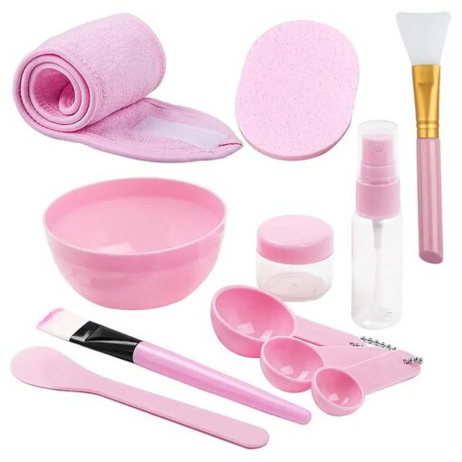 DIY Facemask Mixing Tool Set, YuCool DIY Mask Mixing Bowl Set Silicone Bowls for Facials-Pink