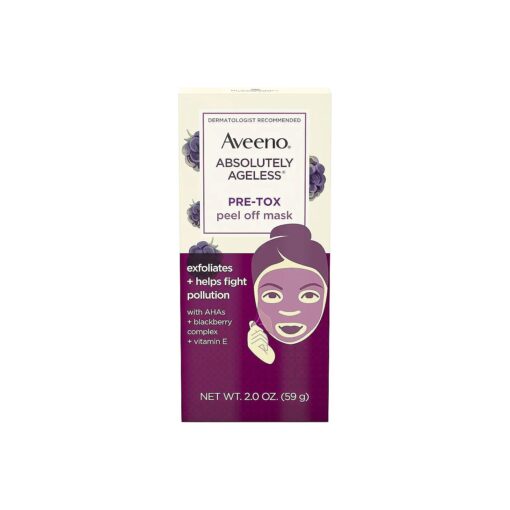 Aveeno Absolutely Ageless Pre-Tox Peel Off Antioxidant Face Mask with Alpha Hydroxy Acids, Vitamin E & Blackberry Complex, Non-Comedogenic, Paraben- & Phthalate-Free, 2.0 oz