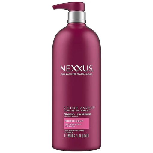 Nexxus Color Assure Sulfate-Free Shampoo with ProteinFusion For Color-Treated Hair for Enhanced Color Vibrancy, Silicone Free Shampoo with Pump 33.8 oz