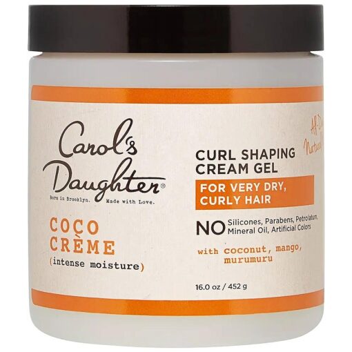 Carol 's Daughter Coco Creme Curl Shaping Cream Gel, with Coconut Oil, Coconut Milk, Silicone Free, Paraben Free Hair Gel for Curly Hair, Mineral Oil Free, for Very Dry Hair, 16 Oz