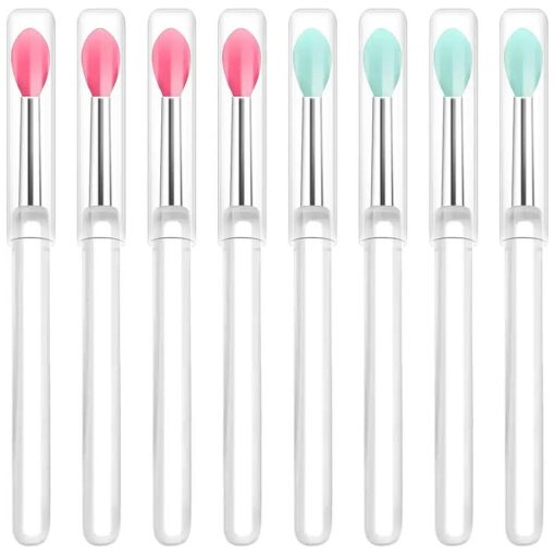 Unaone Silicone Lip Brushes, 8 PCS Makeup Beauty Lipstick Brushes with Cap Lip Applicator Brushes for Lipstick Lip Gloss Lip Mask Eyeshadow