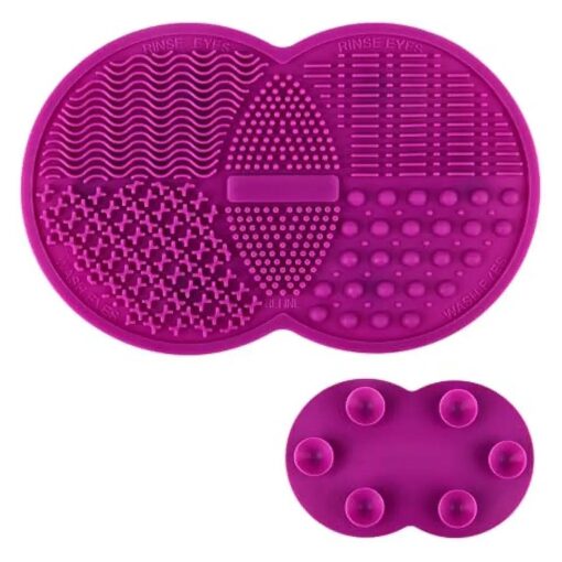 Makeup Brushes Silicone Cleaning Mat ( 6.5 x 4.1 inches ) - Makeup Brush Cleaner Pad with Suction Cups - Large Silicone Scrubber Mat for Cosmetic Brushes