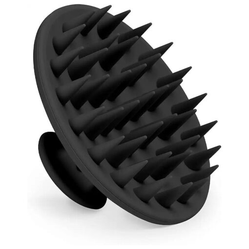 Silicone Scalp Massager Shampoo Brush, Scalp Brush for Hair Growth & Dandruff Removal, Hair Scrubber Scalp Stimulator Exfoliator Brush with Soft Bristles for Wet Dry Scalp Care ( Black )