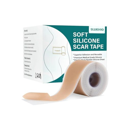 Silicone Scar Sheets ( 1.6" x 79" Roll-2M ), Silicone Scar Tape for Scars Treatment, Reusable Scar Removal Strips for C-Section, Keloid, Burn, Acne, Surgical Scars