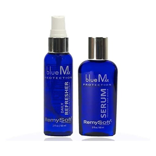 blueMax Daily Refresher & Protective Silicone Serum Set - Safe for Hair Extensions, Weaves and Wigs - Salon Formula Leave-in Conditioner & Serum