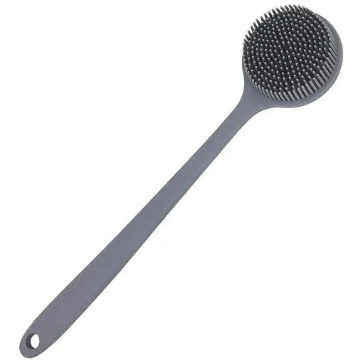 DNC Silicone Back Scrubber for Shower Bath Body Brush with Long Handle ( Gray )