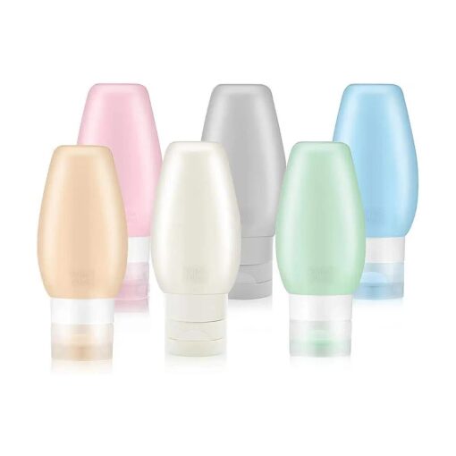 Travel Bottles for Toiletries : Travel Toiletry Bottles Tas Approved, Silicone Travel Size Containers, Refillable Travel Accessories for Shampoo Conditioner Lotion, 6 Pack ( 3oz )