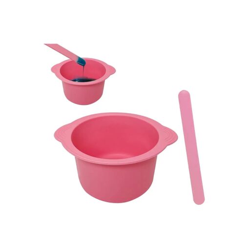 Silicone Wax Bowl For Hair Removal, Replacement Silicone Wax Liner for Wax Warmer Non-Stick Wax Pot with Wax Spatula Sticks ( pink )