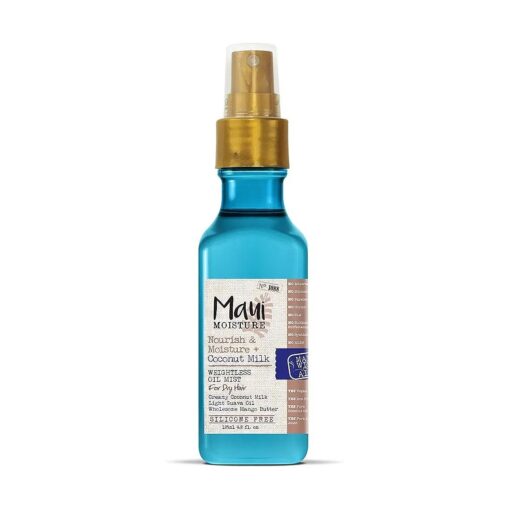 Nourish & Moisture + Coconut Milk Weightless Oil Mist, Leave-In Spray Treatment to Help Defrizz, Hydrate & Replenish Curly Hair, Vegan, Silicone & Paraben-Free, 4.2 fl oz