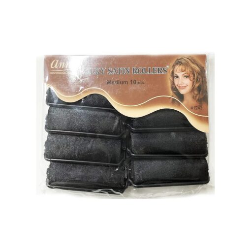 Silky Satin Foam Rollers # 1243, 10 Count Black Medium 7/8 Inch ( 2 Pack )