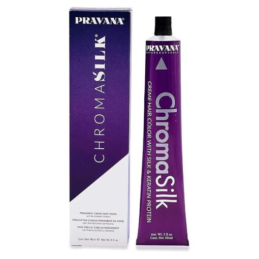 CHROMASILK by Pravaana Permanent Creme Hair Color with Silk & Keratin Proteins, 3 oz / 90 ml ( w/SLEEKSHOP 3-in-1 Brush Comb ) Chroma Silk Cream Haircolor Dye ( 5N Light Brown )