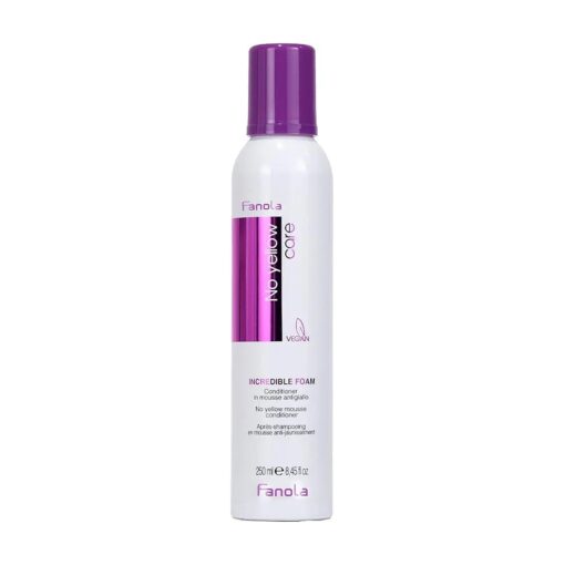 Fanola No Yellow Incredible Foam - Purple Hair Conditioner Mousse Toner With Violet Pigments Removes Yellow And Brassiness On Bleached, Blonde Or Highlighted Hair 8.4oz