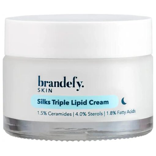 Brandefy Silks Triple Lipid Peptide Cream - Restore + Protect Skin Barrier Repair Cream with 1.5 % Ceramides, 4.0 % Sterols, 1.8 % Fatty Acids, US Made, 1.6oz