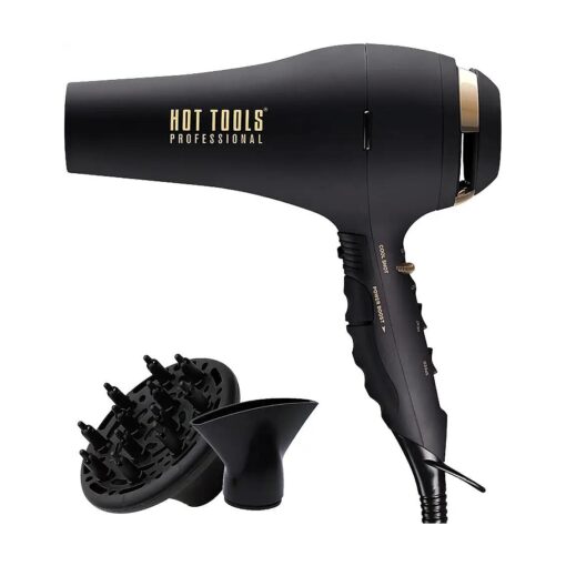 Hot Tools Pro Artist Black Gold 2100 Turbo Ceramic + Ionic Hair Dryer | Fast Dry, Lightweight