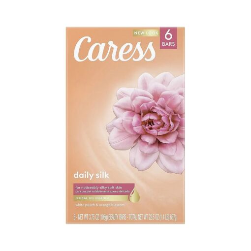 Caress Beauty Bar Soap For Noticeably Silky Soft Skin Daily Silk Extract and Floral Oil Essence, ( 6 Count of 3.75 oz Bars ) 22.5 oz