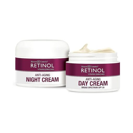 Retinol Anti-Aging, Vitamin Enriched Night Cream & Day Cream - Your 24 HOUR skincare duo that works day and night to give you younger-looking skin, 1 Ounce Each