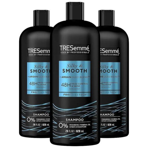 TRESemme Shampoo Smooth and Silky 3 Count Tames and Moisturizes Dry Hair With Moroccan Argan Oil For Professional Quality Salon-Healthy Look And Shine 28 oz