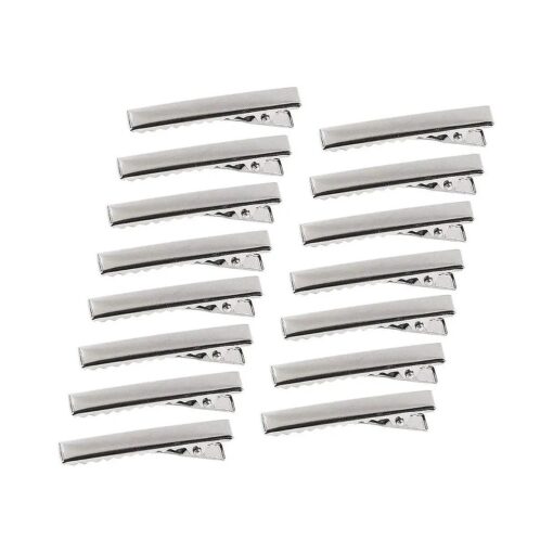 Silver Metal Alligator Hair Clips Pins 100 Pcs Flat Top with Teeth For Hairdressing Salon Hair Grip Arts and Crafts Projects Hairpins for Women and Hairdresser ( Alligator clip 55mm )