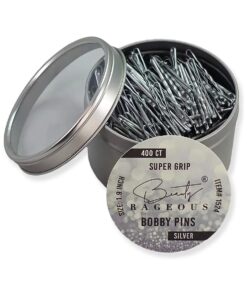 Super Grip Bobby Pins - Silver ( Approx, 400 Count ) - Womens Bobby Pins 1.9 Inch - Easy, Secure, All Hair Types - Handy Reusable Tin