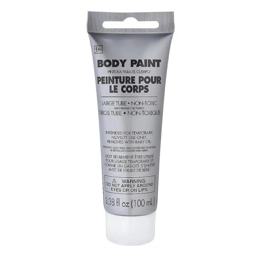 Silver Body Paint for Halloween - 3.4 oz, ( 1 Pc, ) - Vibrant & Easy-to-Apply Costume Makeup, Perfect for Props and Parties