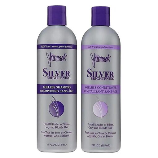 Jhirmack Silver Brightening Purple Shampoo and Conditioner Set for all types of silver, grey, and blonde hair