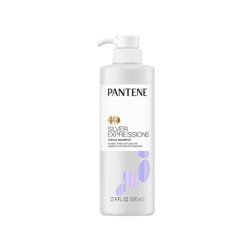 Pantene Silver Expressions, Purple Shampoo and Hair Toner, Pro-V for Grey and Color Treated Hair, Lotus Flowers, 17.9 Fl Oz