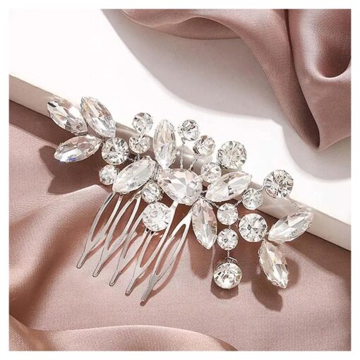 Unicra Crystal Bride Wedding Hair Comb Silver Bridal Headpiece Rhinestone Hair Accessories for Women and Girls ( A-Silver )