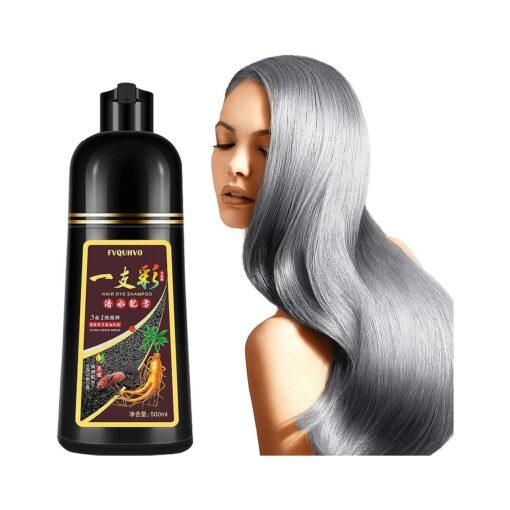 Instant Silver Gray Hair Dye Shampoo 500ml for Men & Women, 3 in 1 Silver Hair Color Shampoo Easy to Use, Natural Shampoo Silver Hair Dye in Minutes 17.6 Fl Oz ( Silver gray )