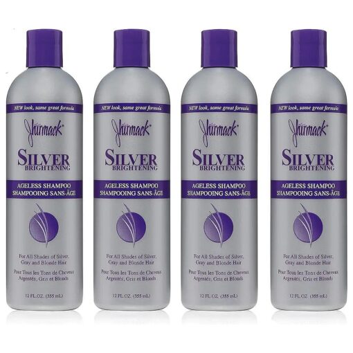 jhirmack Silver Brightening Purple Shampoo Set of 4 for all types of silver, grey, and blonde hair