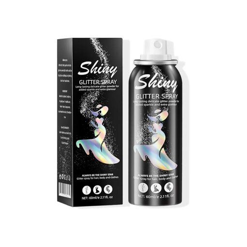 Body Glitter, Body Glitter Spray, Glitter Spray for Hair and Body, Long-Lasting and Quick-Drying Silver Glitter Hairspray Suitable for Stage, Festival Rave and Makeup Prom ( 2.11 Fl Oz )