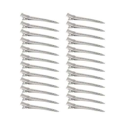 24Pcs Duck Billed Hair Clips for Styling Sectioning, Metal Hair Clips for Women Long Hair, Metal Alligator Curl Clips for Hair Roller Salon ( Silver )