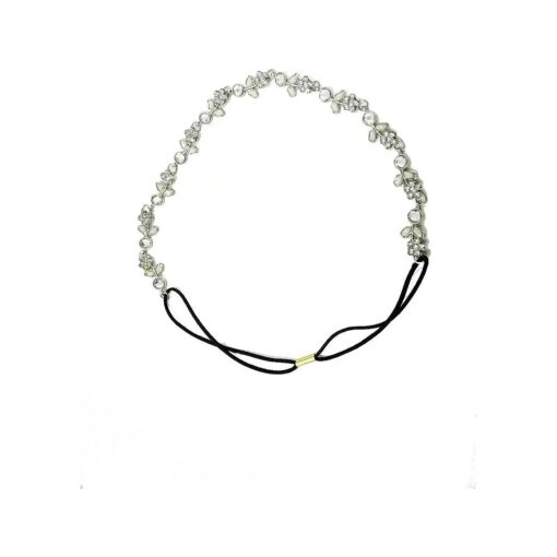 New Lady Hair Accessory Silver Metal Flower Rhinestone Leaf Headband Hair Band ( Silver )