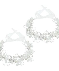 2 Pcs Flower Girl Headpiece Rhinestone Crystal Wedding Headband Bridal Flower Headband for Girls Baby Hair ( Silver )