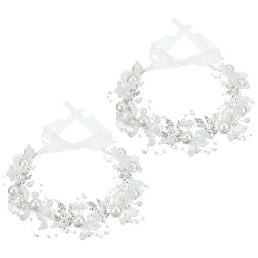 2 Pcs Flower Girl Headpiece Rhinestone Crystal Wedding Headband Bridal Flower Headband for Girls Baby Hair ( Silver )