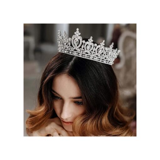 AW BRIDAL Wedding Crown Tiara Crystal Birthday Crown for Women Rhinestone Queen Crown Bridal Party Pageant Crown Wedding Hair Accessories for Brides ( Silver )