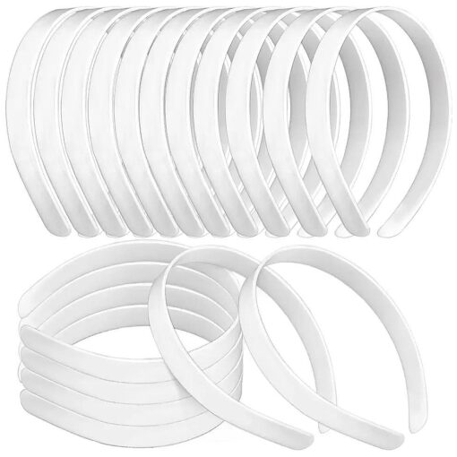 50PCS Amersumer 1/2" Girls Plain No Teeth DIY Plastic Headbands Headwear Hair Accessories ( Black ) ( WHITE )