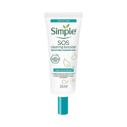 Simple Daily Skin Detox SOS Clearing with thyme, zinc, and witch hazel Booster long-lasting shine & blemish control 25ml - Packaging May Vary