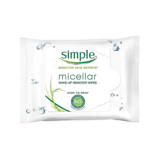 Simple Kind to Skin Cleansing Wipes Micellar 4 Count Gentle and Effective Makeup Remover Free From Color and Dye, Artificial Perfume and Harsh Chemicals 25 Wipes