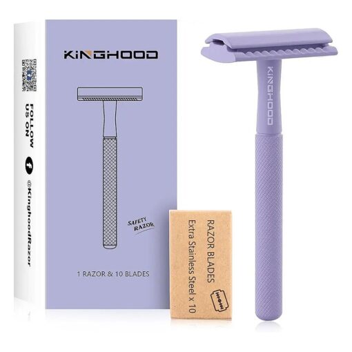 Single Blade Safety Razor with 10 Double Edge Blades Zero Waste Reusable Razor Metal Handle