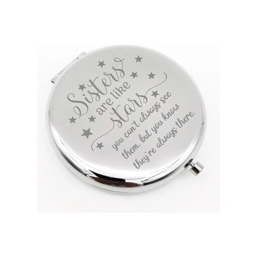 Friendship Personalized Travel Pocket Compact Pocket Makeup Mirror Sister are Like Star Gift for Best Friend and Sister Graduation Christmas Birthday Gifts