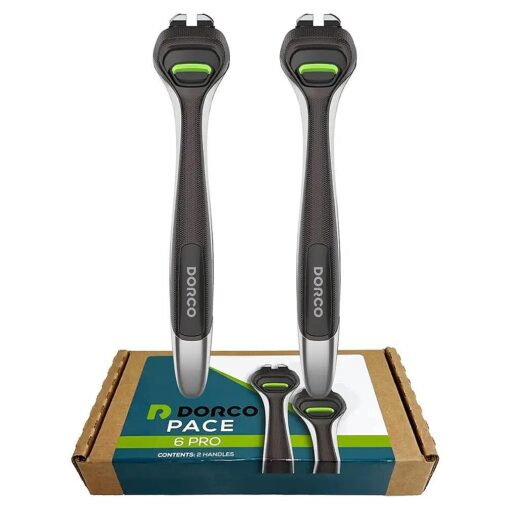 Dorco Pace 6 Pro - Six Blade Razor System with Trimmer - 2 Replacement Handles ( Handles Only )